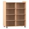 Flexeo® Regal, Buche hell, beidseitig je 6 Fachböden, BxHxT 126,4x158,6x66,8 cm, Rollen