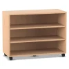 Flexeo® Regal, Buche hell, 3 Fächer, BxHxT 94,8 x 72,8 x 40,8 cm, Rollen