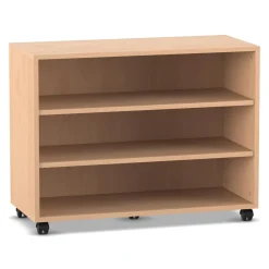 Flexeo® Regal, Buche hell, 3 Fächer, BxHxT 94,8 x 72,8 x 40,8 cm, Rollen