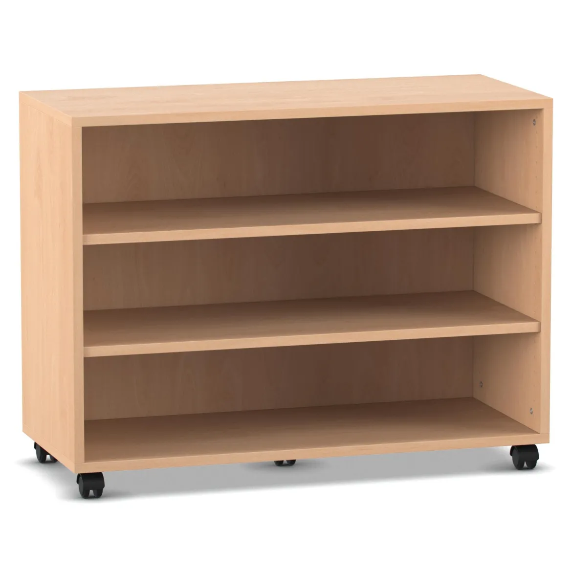 Flexeo® Regal, Buche hell, 3 Fächer, BxHxT 94,8 x 72,8 x 40,8 cm, Sockel