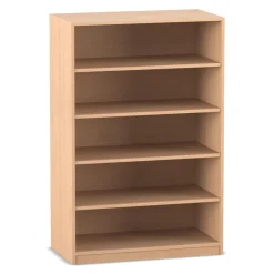 Flexeo® Regal, Buche hell, 5 Fächer, HxBxT: 143,9 x 94,4 x 48 cm