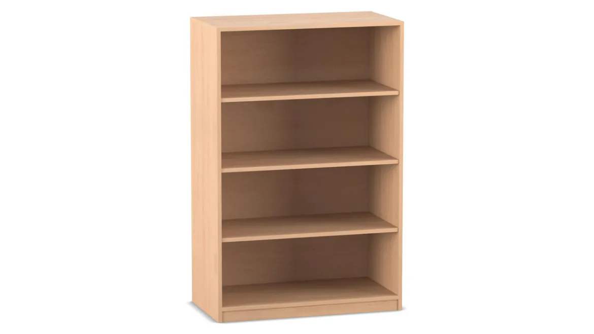 Flexeo® Regal, Buche hell, 4 Fächer, HxBxT 143,9x94,4x48 cm, Sockel