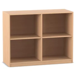Flexeo® Regal Buche hell, 4 Fächer, Sockel, 99,1 x 126,4 x 48 cm