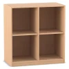 Flexeo® Regal Buche hell, 4 Fächer, Sockel, 99,1 x 94,4 x 48 cm