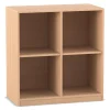Flexeo® Regal Buche hell, 4 Fächer, Sockel, 99,1 x 94,4 x 38 cm