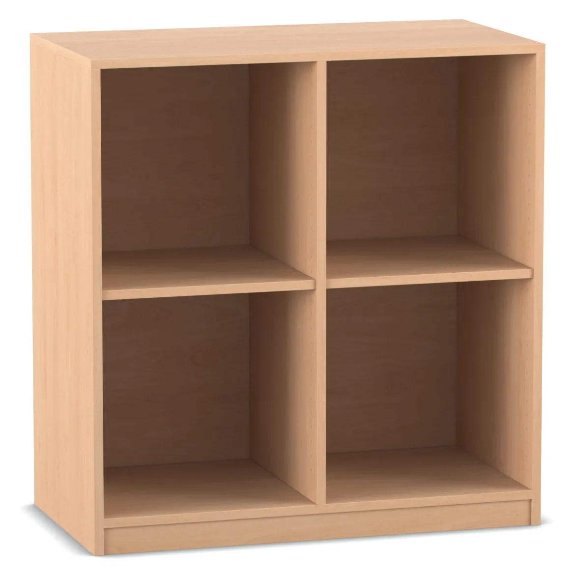 Flexeo® Regal Buche hell, 4 Fächer, Sockel, 99,1 x 94,4 x 38 cm