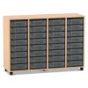 Flexeo® Regal Buche hell, HxBxT: 92,3 x 130,7 x 40,8 cm, 4 Reihen, 32 kleine Boxen transparent, Stellfüße