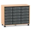 Flexeo® Regal, Buche hell mit 3 Reihen, Boxen transparent, Rollen, HxBxT: 72,8x94,8x40,8 cm