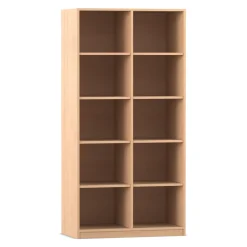 Flexeo Regal Buche hell, 2 Reihen, 10 Fächer, hoch, Breite 94,4 cm, Tiefe 48 cm