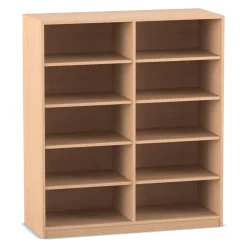 Flexeo® Regal, Buche hell, 2 Reihen, 10 Fächer, HxBxT: 143,9x126,4x48 cm