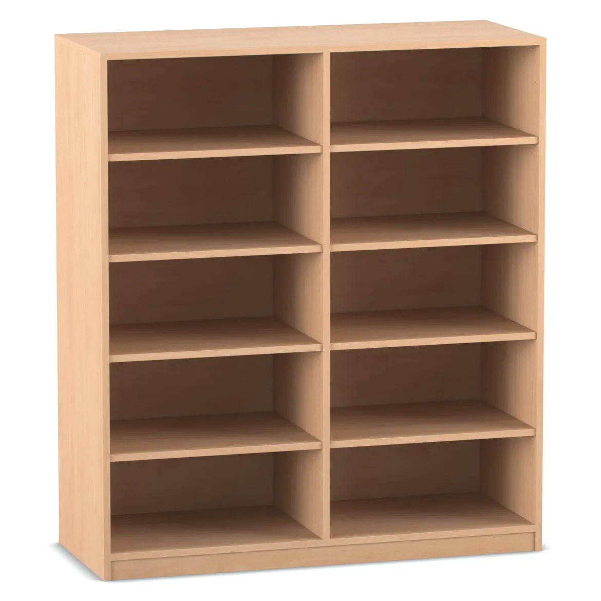 Flexeo® Regal, Buche hell, 2 Reihen, 10 Fächer, HxBxT: 143,9x126,4x48 cm