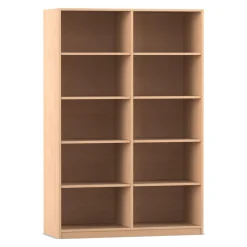 Flexeo® Regal Buche hell, 2 Reihen, 10 Fächer, HxBxT 190 x 126,4 x 48 cm