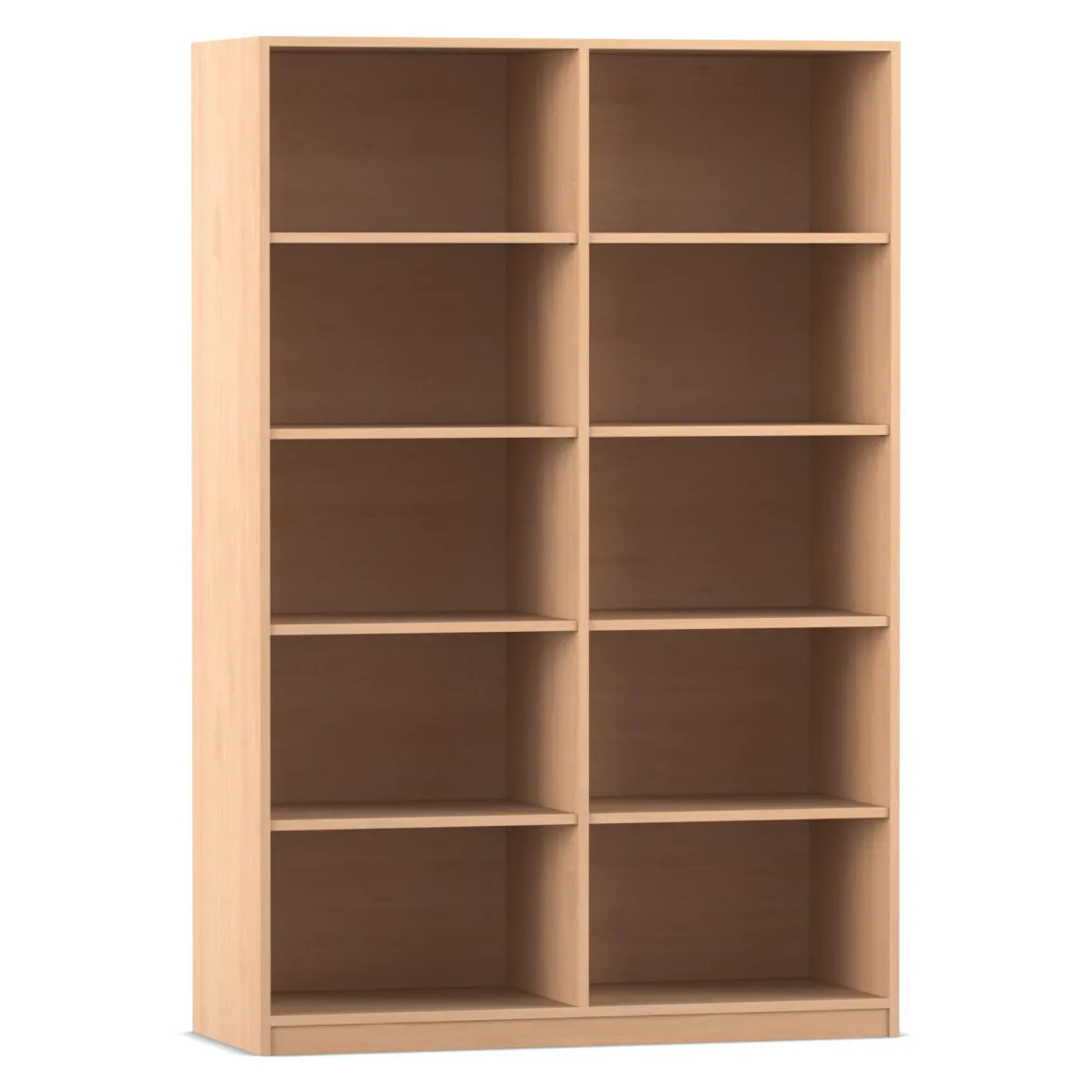 Flexeo® Regal Buche hell, 2 Reihen, 10 Fächer, HxBxT 190 x 126,4 x 48 cm