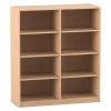 Flexeo® Regal, Buche hell, 2 Reihen, 8 Fächer, mittelhoch, HxBxT: 126,4x143,9x48 cm
