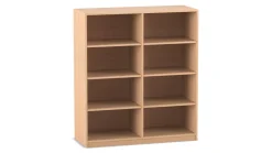 Flexeo® Regal, Buche hell, 2 Reihen, 8 Fächer, mittelhoch, HxBxT: 126,4x143,9x48 cm