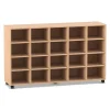 Flexeo Regal, Buche hell, 5 Reihen, 20 Fächer, Rollen, HxBxT: 98 x 162,8 x 40,8 cm