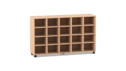Flexeo Regal, Buche hell, 5 Reihen, 20 Fächer, Rollen, HxBxT: 98 x 162,8 x 40,8 cm