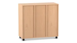 Flexeo Regal, Buche hell, 3 Reihen, 24 kleine Boxen bunt, Rollen, HxBxT: 92,3x98,6x40,8 cm