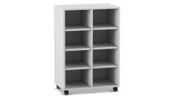 Flexeo Regal, Dekor grau, HxBxT: 98x66,5x40,8 cm, 2 Reihen, 8 Fächer, Rollen