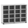 Flexeo Regal, Dekor grau, 4 Reihen, 16 Fächer, HxBxT: 98 x 130,7 x40,8 cm, Rollen