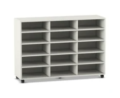 Flexeo Regal, Dekor weiß, 3 Reihen, 15 Fächer, HxBxT 98 x 140 x 40,8 cm, Sockel