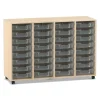 Flexeo Regal PRO, Ahorn honig, HxBxT: 99.1 x 143.9 x 48 cm, mit 4 Reihen, Rollen, inkl. 32 kleine Boxen transparent