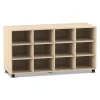 Flexeo Regal PRO, Ahorn honig, HxBxT: 76,7 x 143,9 x 48 cm, 4 Reihen, 12 Fächer, mit Rollen