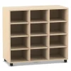 Flexeo® Regal PRO, Ahorn honig, HxBxT 91,1 x 108,5 x 48 cm, 3 Reihen, 12 Fächer, mit Sockel