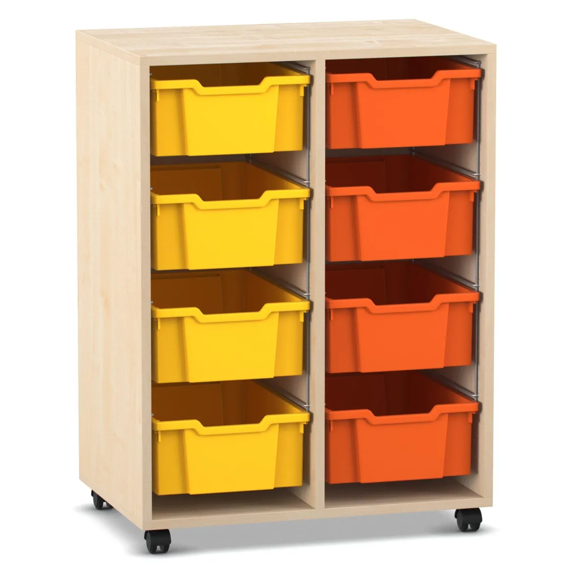 Flexeo® Regal PRO Ahorn honig, 2 Reihen, 8 Boxen Gr. M, bunt