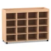Flexeo® Regal PRO, Buche Hell, HxBxT: 105,6x143,9x48 cm, 4 Reihen, 16 Fächer, Aufkantung, Sockel