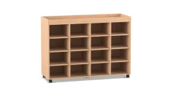 Flexeo® Regal PRO, Buche Hell, HxBxT: 105,6x143,9x48 cm, 4 Reihen, 16 Fächer, Aufkantung, Sockel