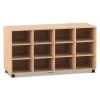 Flexeo Regal PRO, Buche hell, HxBxT: 76,7 x 143,9 x 48 cm 4 Reihen, 12 Fächer, mit Rollen