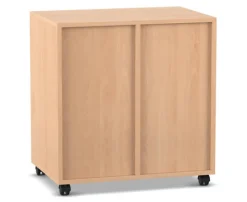Flexeo Regal PRO, Buche hell, HxBxT: 76,7 x 73,1 x 48 cm, 2 Reihen, 6 große Boxen Größe M bunt B, Rollen