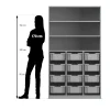 Flexeo® Regal PRO, Buche hell, 3 Reihen, 12 Boxen transparent Gr. M, 3 Fächer, HxTxB: 190 x 108,1 x 48 cm