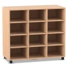 Flexeo® Regal PRO, Buche hell, 3 Reihen, 12 Fächer, mit Sockel