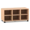 Flexeo® Regal PRO, Buche hell, 3 Reihen, 6 Fächer, 54,3 x 108,5 x 48 cm, Rollen