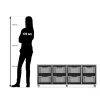 Flexeo Regal PRO, Eiche natur, HxBxT: 54.3x143.9x48 cm, 4 Reihen, 8 große Boxen bunt B, Rollen