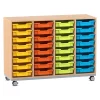 Flexeo® Regal Pro mit Stahlrahmen, Buche hell, 4 Reihen, 32 Boxen bunt A
