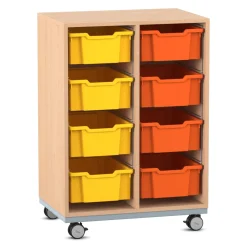 Flexeo® Regal Pro mit Stahlrahmen, Buche hell, 2 Reihen, 8 Boxen bunt A