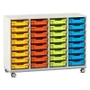 Flexeo® Regal Pro mit Stahlrahmen, Dekor weiß, 4 Reihen, 32 Boxen bunt A