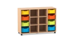 Flexeo Regal PRO, 4 Reihen, 8 Boxen, HxBxT: 99,1 x 143,9 x 48 cm, Rollen