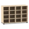 Flexeo® Regal Pro, 4 Reihen, 16 Fächer, H x B x T: 99,1 x 143,9 x 48 cm, Ahorn honig, Rollen