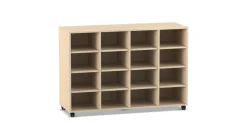 Flexeo® Regal Pro, 4 Reihen, 16 Fächer, H x B x T: 99,1 x 143,9 x 48 cm, Ahorn honig, Rollen