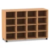 Flexeo® Regal Pro, 4 Reihen, 16 Fächer, H x B x T: 99,1 x 143,9 x 48 cm, Buche dunkel, Rollen