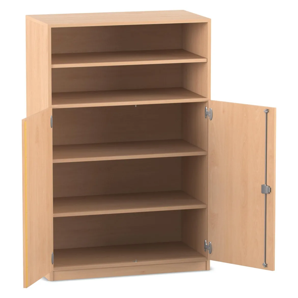 Flexeo Regalschrank, Buche hell, HxBxT: 143,9 x 94,4x42 cm, Bogengriff mit Schloss