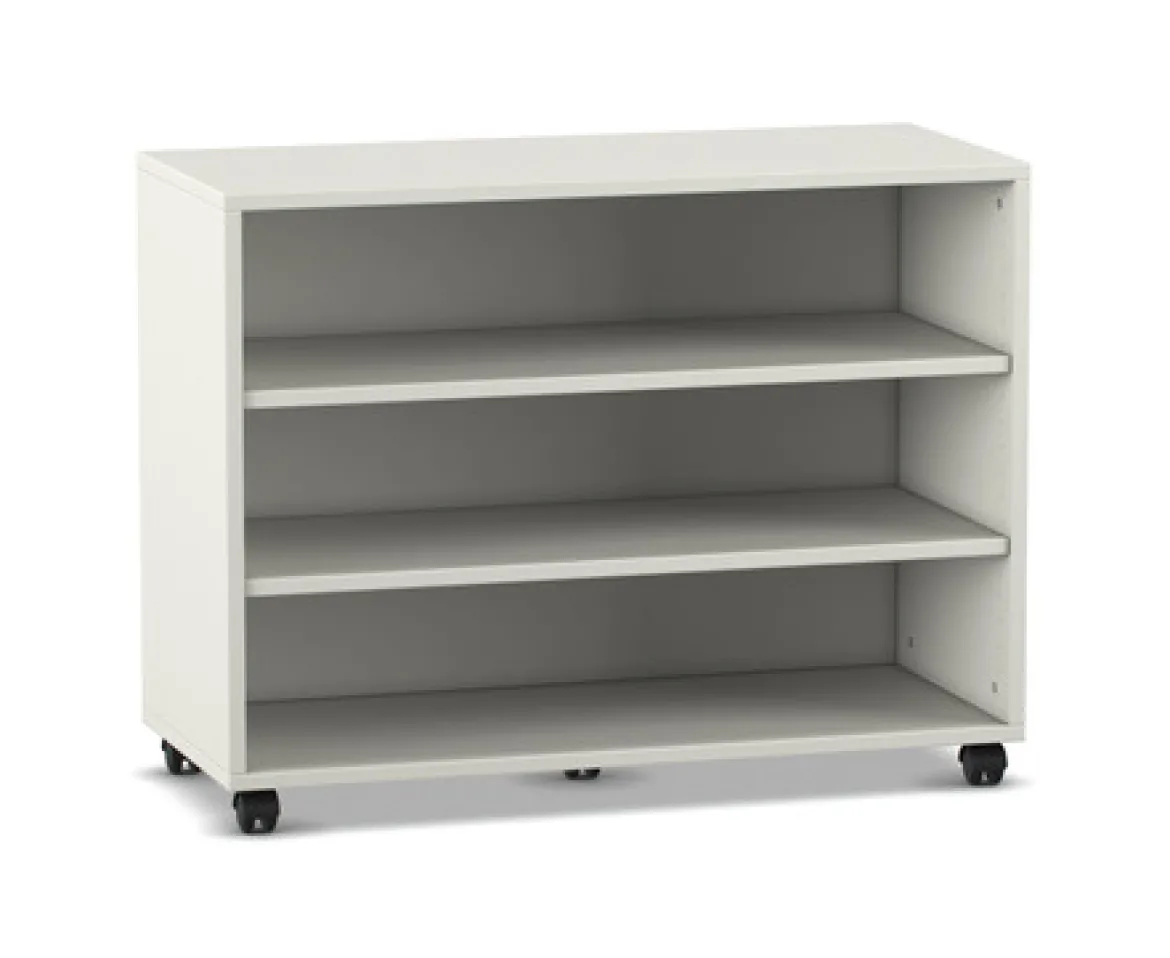 Flexeo® Regal weiß, BxHxT 94,8 x 72,8 x 40,8 cm, 3 Fächer, Rollen
