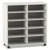 Flexeo Regal, weiß, 2 Reihen, 10 Fächer, HxBxT 98 x 94 x 40 cm, Sockel