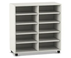 Flexeo Regal, weiß, 2 Reihen, 10 Fächer, HxBxT 98 x 94 x 40 cm, Sockel