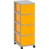 Flexeo Rollcontainer, HxBxT: 86 x 3 x 38 cm, mit 4 großen Boxen gelb
