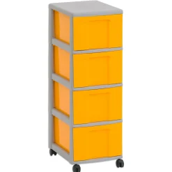 Flexeo Rollcontainer, HxBxT: 86 x 3 x 38 cm, mit 4 großen Boxen gelb